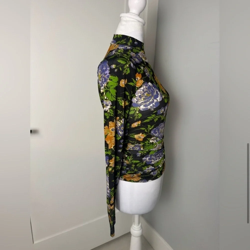 Farm Rio Capri Floral Print Turtleneck Top/ Size XS/S - Picture 7 of 13